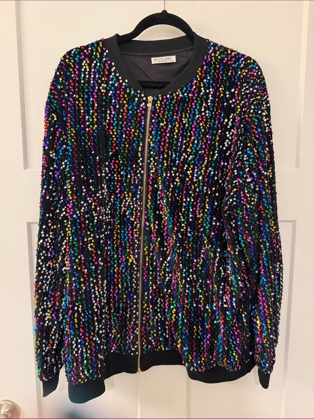 Sequin Multicolor Bomber Jacket - INVOLAND